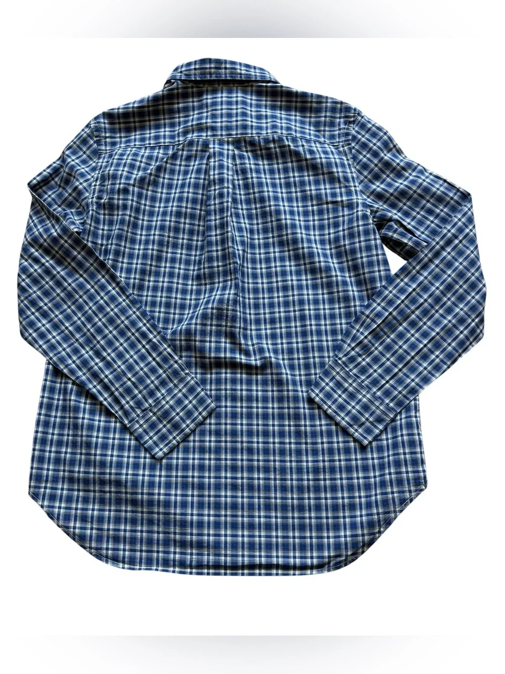 Ralph Lauren Blue Plaid Button Down Shirt Cotton Pony Logo Preppy Youth Large